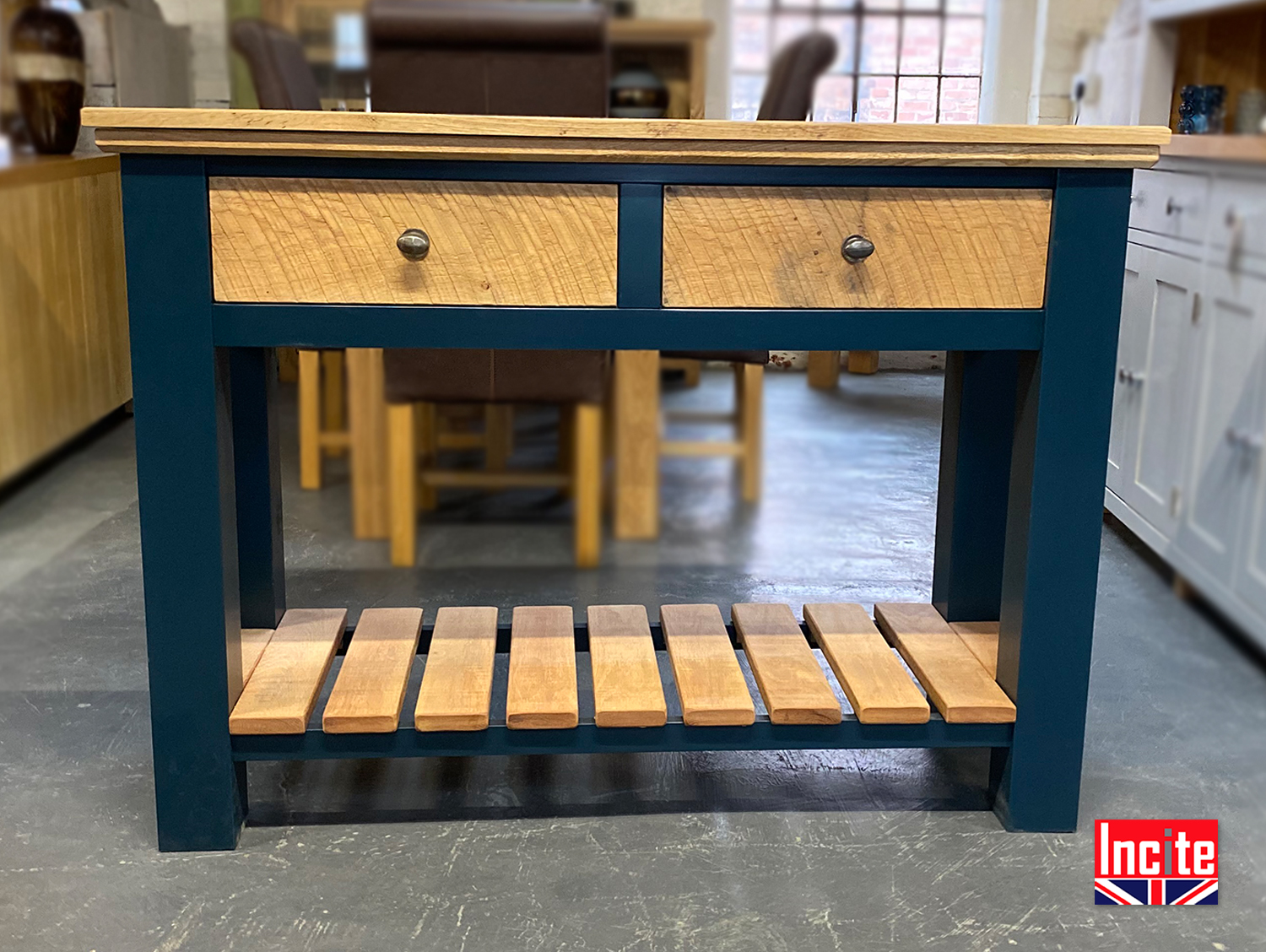 Solid Oak and Painted Console Table Incite Interiors
